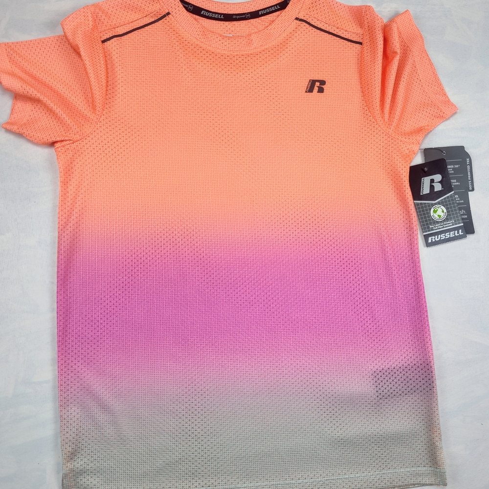 Boys Size 7 Russell Athletic Orange and Purple Wicks Reflective Sport Cool
